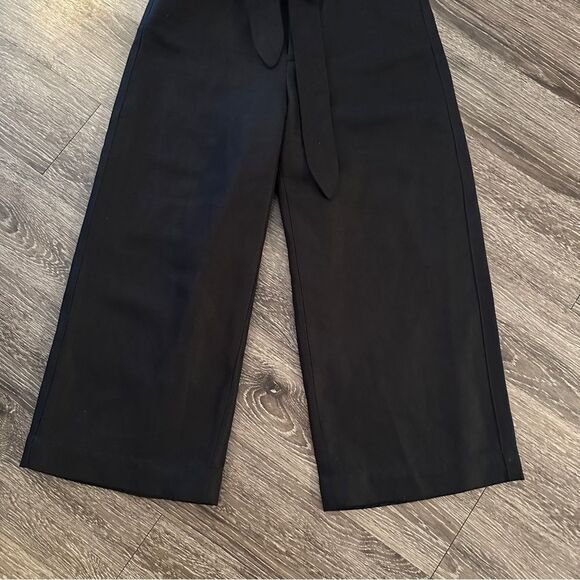 Vince Tie Front Wide Leg Crop Cotton Linen Trouser - Picture 2 of 7